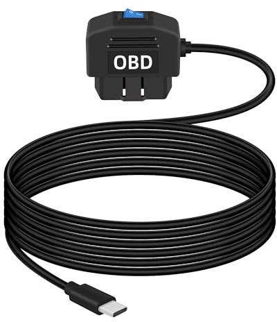 GELRHONR USB C OBD Power Cable for Electronic Vehicles Dash Camera,12-24V OBD2 Dashcam Hardwire Kit, with Switch Button 24 Hours Surveillance and Acc 2 Mode