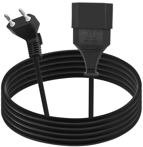 LANMINGLEL Câble d'extension Prise euro 90 degrés, câble d'extension court Prise type C, 2,5A 250V pour TV, ordinateur, moniteur, projecteur, électroménager (2M)