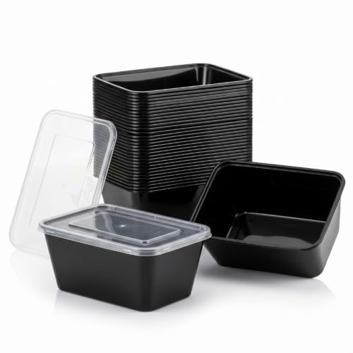 KURTT Lot de 100 contenants Mealprep, contenants pour repas, bols à micro-ondes avec couvercles, contenants de conservation des aliments, réutilisables, passent au micro-ondes et au lave-vaisselle
