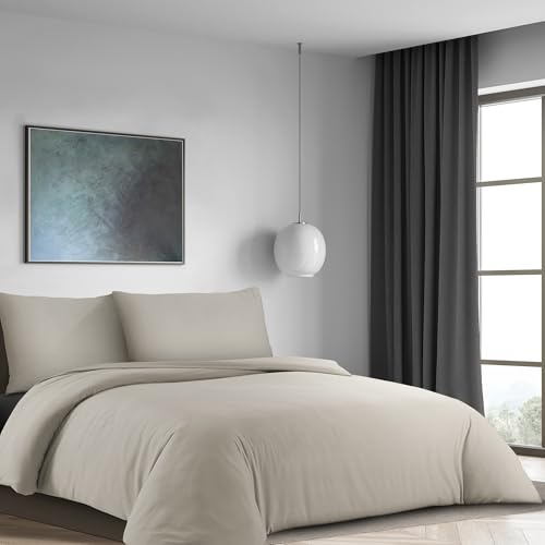 LYMA Bedding Bettwäsche Set, Oeko-TEX-Zertifiziert, Premium Weiches Doppelt Gebürstete Nanoplush Stoff Bettdeckenbezug, Knitterfrei Bügelfrei Bettbezug mit Kissenbezug (Beige, 200x200+80x80cm)