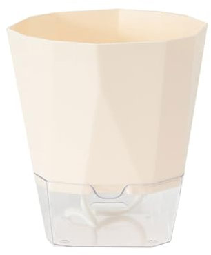 Selbstbewässernder Pflanzgefäß, afrikanisches Veilchen, transparenter Kunststoff, automatische Bewässerung, Blumentopf, quadratisch, Gartentöpfe für alle Zimmerpflanzen, Kräuter, Outdoor (Beige, A)
