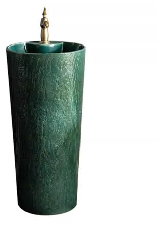 uotmui Pedestal Sink Vanity Courtyard Art Sculpture Column Washbasin Outdoor Floor-standing Ceramic Washbasin Bathroom Pedestal Sink