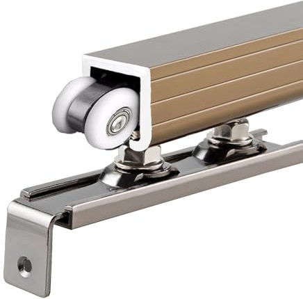 Kit per porta scorrevole resistente, sistema a binario singolo per ante a scomparsa e porte bifold, hardware personalizzabile per camera da letto, ufficio e cucina, finitura oro (150 cm)