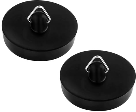 2 Stück Abflussstopfen mit Haken,Gummi Stöpsel für Spülbecken,Schwarz Spültisch Stopfe,Spüle Abfluss Stöpsel,Waschbecken Stöpsel Verschluss,Für Küchenspüle,Spülbecken