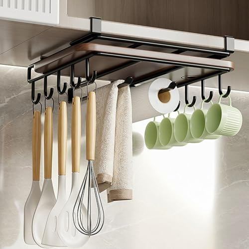 Nikou Under Cabinet Cutting Board Rack, Hanging Chopping Board Rack Multi Use Kitchen Organizer for Cutting Boards Pot Lids Layered Space Saving Under Cabinet Holder