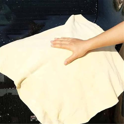 STREAMVOY Chiffon de séchage en peau de chamois en cuir véritable pour voitures, super absorbant, sans filigrane, ultra doux et réutilisable (30 x 60 cm)