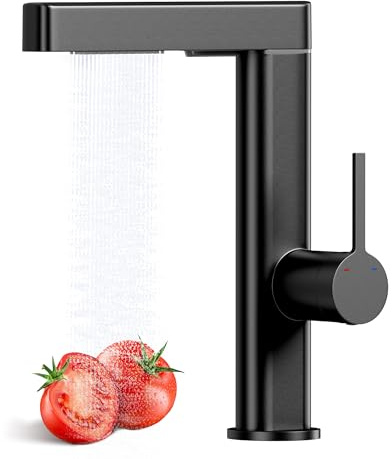 Alphabath Wasserhahn Küche, Küchenarmatur Ausziehbar mit Brause, Einhebel Mischbatterie mit 2 Wasserstrahlarten, Spültischarmatur Küche Edelstahl 360° Schwenkbar, Grau