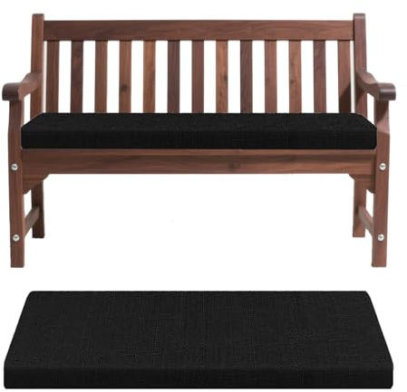 Genérico CojíN De Banco para Muebles De JardíN, Cojines De Banco para Exterior Interior, 5 Cm Grosor, con Correas Antideslizantes, para Patio, Cocina, Comedor, Terrazas,Negro,130x50x5cm