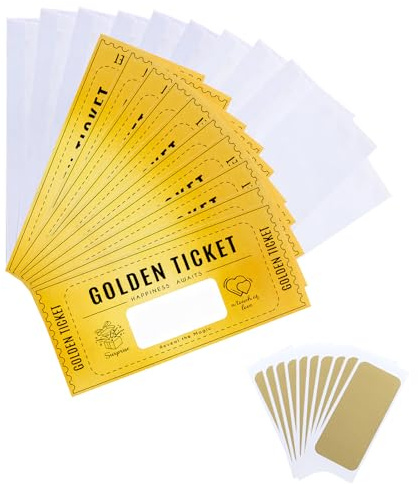 JiaHeHe Lot de 10 Tickets Dorés à Gratter Personnalisables, Cartes Cadeaux Idée Originale pour Noël, Anniversaire, Cadeaux de Voyage, Bon Cadeau Personnalisé avec Enveloppes Blanches