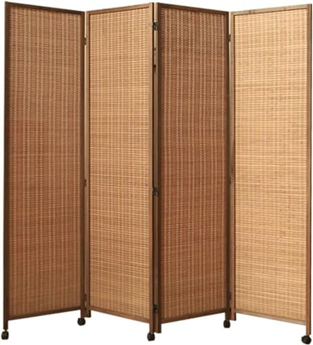 Divisorio in legno – Paravento pieghevole alto 1,5 m con rete di bambù, divisorio indipendente a 3-6 pannelli per casa, ufficio, giardino, terrazza, camera da letto, casa da tè su ruote (dimensioni