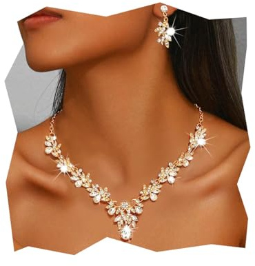 Handcessa brud bröllop smycken set strass halsband örhängen uppsättningar glittrande brud halsband smycken för kvinnor