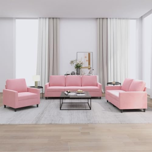 WEMYUFURN Samt Sofagarnitur 3 Sitzer XXL Bequem Wohnzimmer Couchgarnitur mit Polsterung und Metallgestell für Gemütliches Fernsehen und Entspannen
