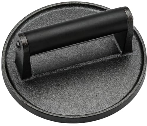 7 Smash Burger Press for Griddle, Heavy Cast Iron Bacon Meat Press with Solid Wood Black Handle, Steak Grill Presses for Hamburger, Bacon, Patty, Sandwich, Barbecue Grilling Accessories Tool