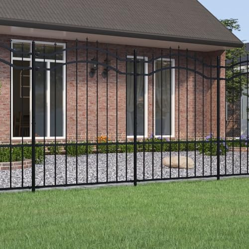 Clôture Chien Grillage Grillage Cloture, Clôture de jardin avec dessus en forme de lance, noire, 239 x 150 cm, acier thermolaqué pour l'artisanat, la protection du jardin, les enceintes d'oiseaux