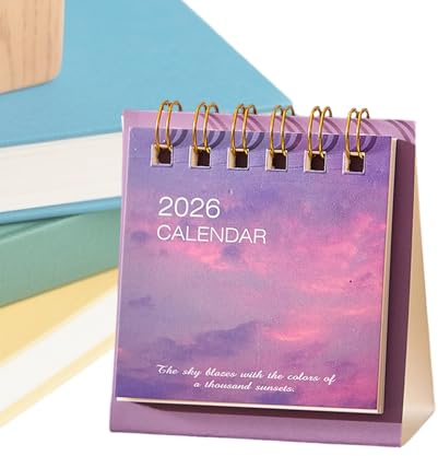 Holdes Calendrier de table 2026 – Mini planificateur mensuel – Calendrier de table debout | Pour l'école, le bureau, la maison, les adultes, les employés, Noël, le Nouvel An, la fête des pères
