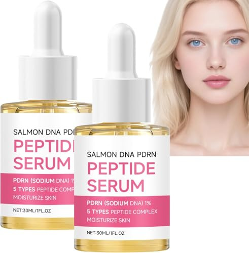 Lachs-DNA-Pdrn-Peptid-Serum, Pdrn-Natrium-DNA-1-prozentiges Gesichtsserum mit 5-Peptid-Komplex, feuchtigkeitsspendendes, straffendes Gesichtsserum für Frauen,2Pcs
