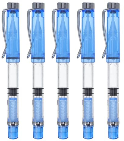 ULTECHNOVO Pluma de Pincel sin Tinta Estilo Bolígrafo con Punta Suave de Acero, Color Azul, 5 Piezas, para Caligrafía, Dibujo Artístico y Uso Escolar