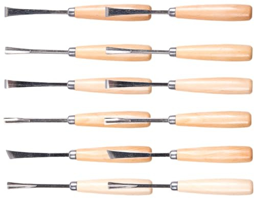 EXAOMBLE Scalpelli per Intaglio Legno per Scolpire e Lavorare Legno e Pelle Set 12 Professionali in Acciaio per Artigianato e Scultura Dettagliata