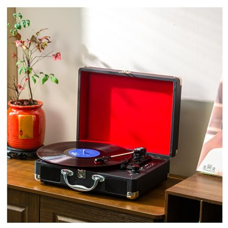 Giradischi vintage portatile con connettività TF/USB, compatibile con auricolari, ideale per la decorazione domestica e gli appassionati di musica, per gli amanti della musica