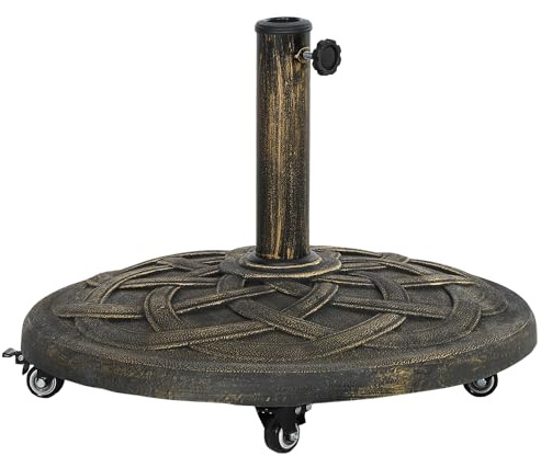 Outsunny Base per Ombrellone Rotonda con Ruote 20 kg 32mm/38mm/48mm Bronzo