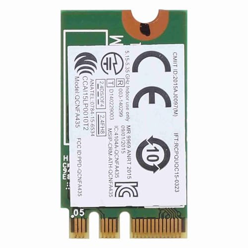 ASHATA Tarjeta de Red, Tarjeta de Red inalámbrica de Banda Dual 2.4G + 5G QCNFA435 Interfaz NGFF/M.2 para IdeaPad, Tarjeta de Red WiFi Tarjeta WLAN Protocolo de CA + 4.0 para Bluetooth