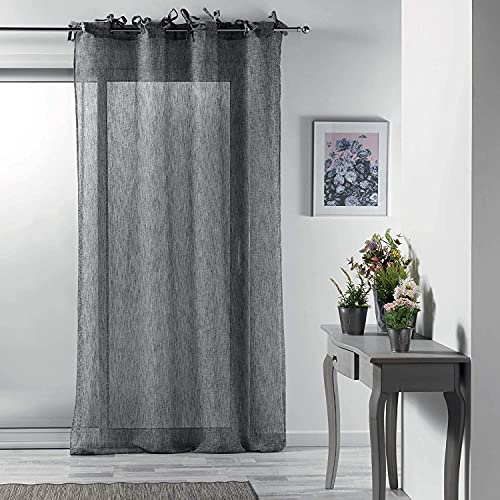 Douceur d'Intérieur, tenda con laccetti, 140 x 240 cm, in voile tessuto Charlotte antracite