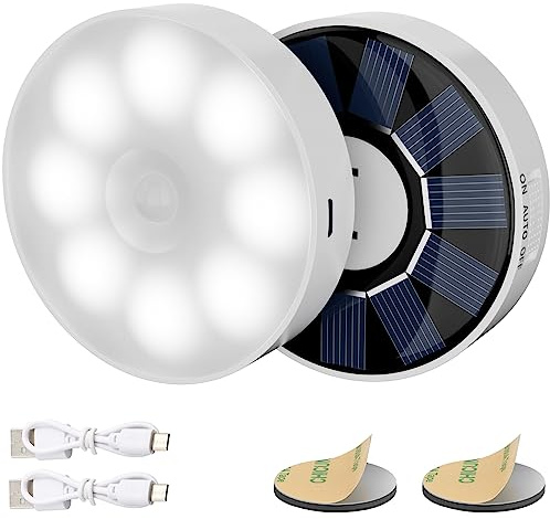 Electight Solar Nachtlicht mit Bewegungsmelder, Solar& USB Aufladbar,2 Pack | 8 LED Nachtlampe, 3 Modi Auto/ON/Off, für Flur, Treppe, Toilette, Küche & Schrank, Kinderzimmer, Camping