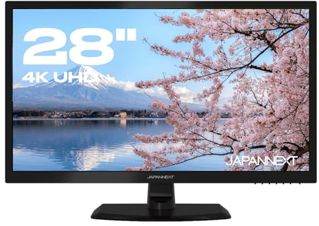JAPANNEXT Ecran PC 28 Pouces 4K UHD JN-T2822UHD | 16:9-3840x2160 | Dalle LED TN | 2xHDMI - 2xDP - 60hz | Filtre de lumière Bleue - sans Scintillement