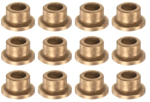 sourcing map 12pcs Flange Sleeve (Plain) Bearings 6mm Bore x 10mm OD x 8mm Length, Self-Lubricating Sintered Bronze Bushings