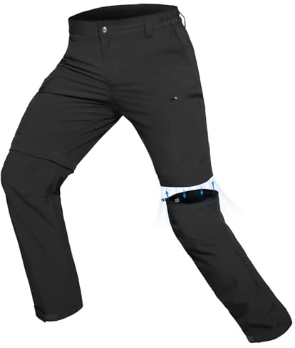 Hiauspor Pantalones de Senderismo para Hombre, Pantalones Transpirables de Secado rápido con Cremallera para Carga de Pesca de Trekking al Aire Libre (Negro, 5XL)