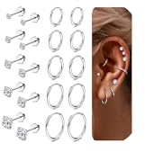YADOCA 10Pairs Ohrringe Silber Set für Damen Hypoallergen Piercing Ohr Chirurgenstahl Medizinische Ohrstecker Set Helix Knorpel Piercings für Frauen Mädchen