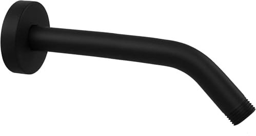 Brazo de ducha con brida, de acero inoxidable 304, brazo de extensión de tubo de ducha de 25 cm de largo, montado en la pared para cabezal de ducha fijo (negro mate)