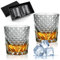Shyllin Juego de 2 Vasos de Whisky, Streamer Star Vasos Whisky Cristal 268 Ml, Vasos Chupito Cristal con Caja de Regalo Negra de Lujo, Adecuado para Bourbon, Ron, Vino Tinto