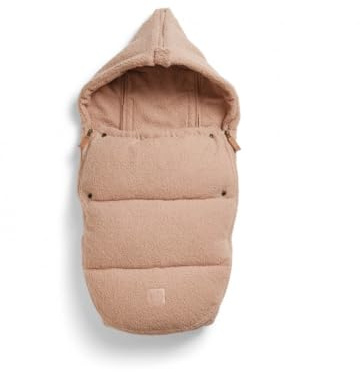 Elodie Details Fußsack Babyschale - Universaler Winterfußsack für Babyschale, Warmer & Wetterfester Babyfußsack für Neugeborene, Waschbarer Autositz Fußsack mit Kapuze - Pink Bouclé