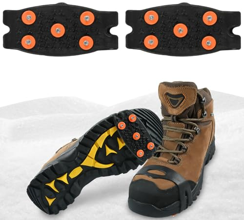 Crampons Antidérapants, Semelles Crampons Anti Verglas, Crampon pour Chaussures d'hiver, Crampon à Neige Antidérapant pour Hommes, Femmes pour Hiver Randonnée Pêche Marche (1 par)