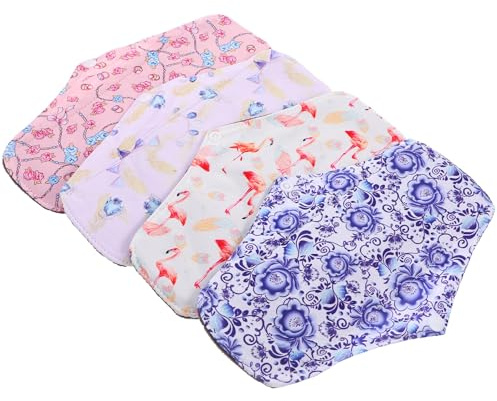 EXHUMKY 4 piezas Compresas Femeninas Reutilizables Bambú Unidades Absorbentes y Transpirables Cómodas y Portátiles para Uso Menstrual y Postparto