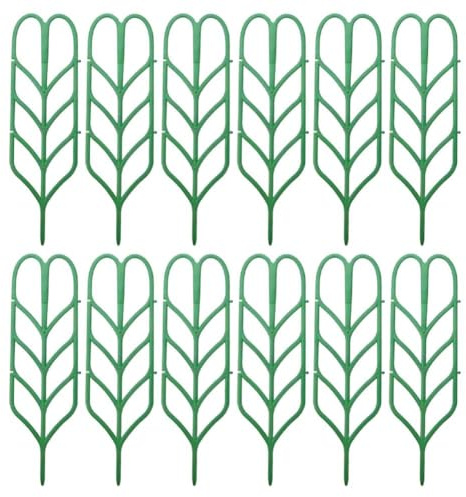 Opatiny Lot de 12 supports de plantes en plastique pour plantes grimpantes en pot - Support vert robuste avec assemblage pour jardin intérieur et extérieur