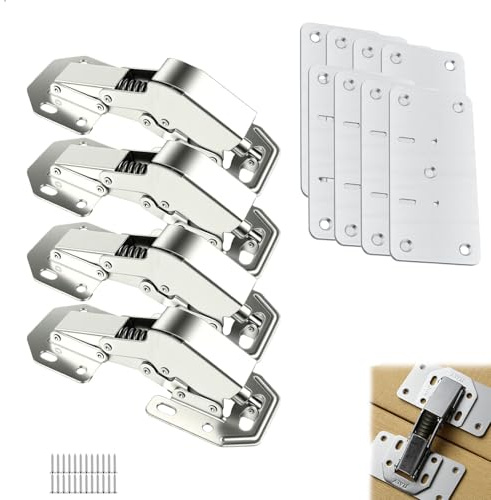 Aufschraubscharnier Schrank Scharniere mit Soft-Close Hydraulik, Möbelscharniere Set mit Scharnieres Reparaturplatte 12 Stück, Scharniere Schranktür ohne Bohren für Küchenschrank Möbel Türen
