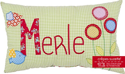 crepes suzette Namenskissen, Geschenk Arche Noah, Kissen mit Wunschnamen, Taufgeschenk Geburtsgeschenk, Babykissen, Geschenk Taufe Mädchen, Geschenk Blumen