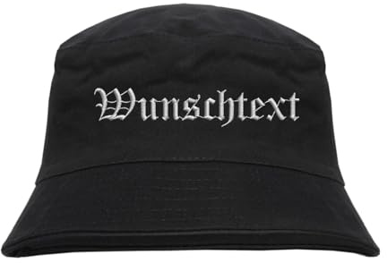 HB_Druck Fischerhut - Bucket Hat mit Wunschtext - Altdeutsch - Bestickt -
