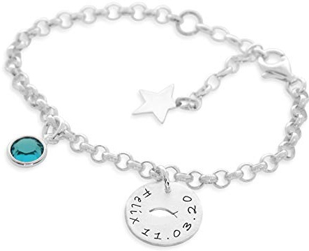 Taufarmband Mädchen Tauffisch 925 Silber Armband mit Namen zur Taufe mit Gravur Geschenk für Baby und Kinder Babyarmband Patenkind | HANDMADE IN GERMANY