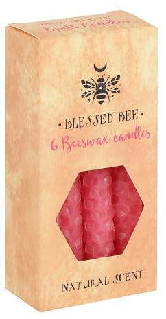 Majestic Pink Beeswax Spell Candles - 11cm x 5.5cm (Pack of 6) - Long-Lasting & Vibrant Decor, Magical Ambience – Perfect for Home & Office