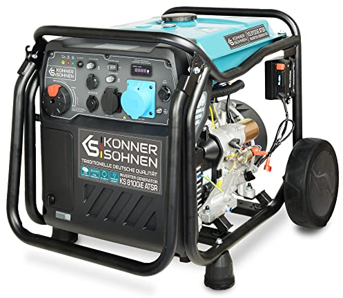 K&S Könner&Söhnen KS 8100iE ATSR Invertergenerator Benzin-Inverter-Generator, Stromerzeuger Höchstleistung 8,0 kW, 2 USB-Anschlüsse,Kupferwicklung, Kurzschluss- und Überlastschutz, EURO V