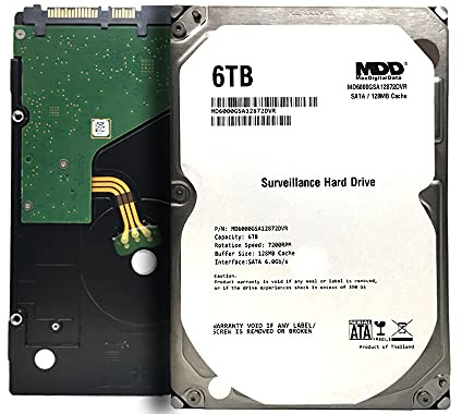 MaxDigitalData 6TB 7200RPM 128MB Cache SATA 6.0Gb/s 3.5 Internal Hard Drive for Surveillance (MD6000GSA12872DVR) - 3 Years Warranty