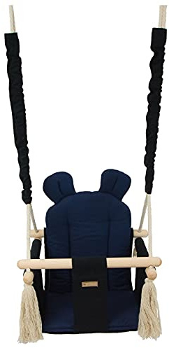 Kinderschaukel Babyschaukel Indoor-Schaukel Hängeschaukel Sitzschaukel Hängesitz (Muster: schwarz, dunkelblau)