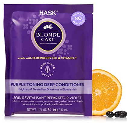 HASK Blonde Care Deep Conditioner Treatment for all hair types, colour safe, gluten free, sulfate free, paraben free - 1 50mL Packette