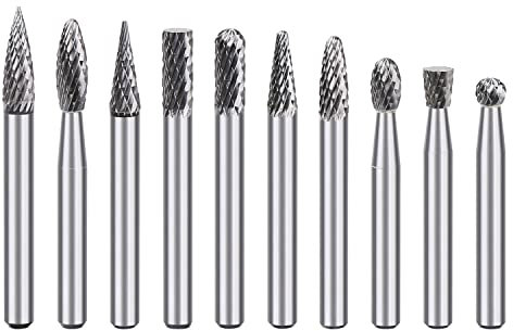 Vearter Hartmetallfräser, Hartmetall-Rotationsfräser-Set Schleifkopf Gravierfräser für Holzbearbeitung Gravieren Metall Polieren Gravieren (10 Stück)