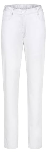 GREIFF Damen Arbeitshose Five-Pocket 5319 Cuisine Basic - Regular Fit Hose mit Gummibund hinten - Gastronomie, Service, Küche & Restaurant - Grüner Knopf Zertifiziert - Weiß - 38