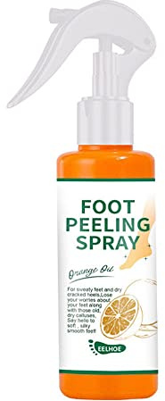 Foot Peeling Spray Orange/green Tea Oil, Pedicure Dead Skin Exfoliator For Cracked Rough Heels, Dry Toe Skin & Calluses, Hydrating Nourish Peel Off Spray (Orange)