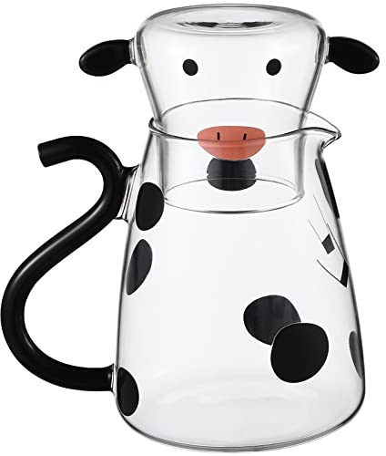 Cabilock Nachttisch Wasserkaraffe Set Lieblich Eisbeständig Cartoon Trinken Saft Getränk Wärme Einzugsbecher Nachttisch Karaffen Mitternachtsbecher Kaffee Nachttisch, Schwarz-weiss